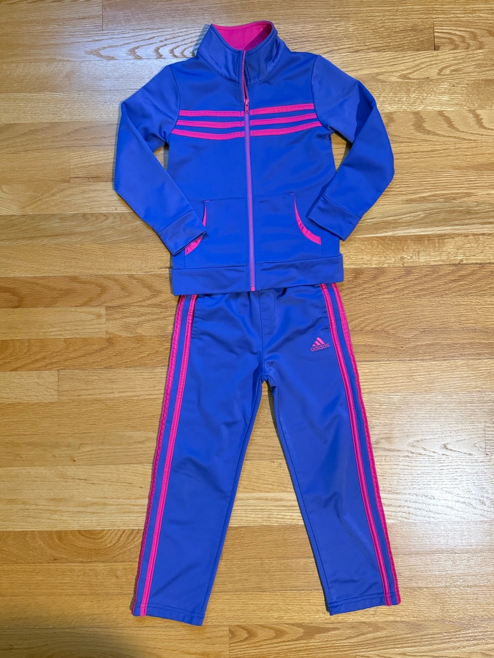 adidas Girls Blue and Pink Track Jacket & Pants Sz 5